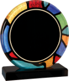 Stained Glass Round Acrylic with Black Base