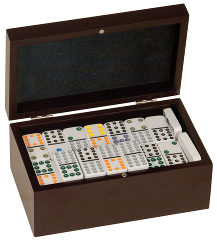 Rosewood Finish Double Twelves Dominos Set with 91 Dominos