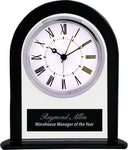 0001  -  6 1/4" Black/Clear Glass Arch Clock