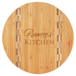 Round Bamboo Cutting Board with Butcher Block Inlay