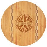 Round Bamboo Cutting Board with Butcher Block Inlay