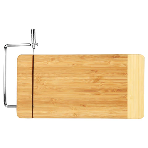 12" x 6" Bamboo Rectangle Cutting Board with Metal Cheese Cutter