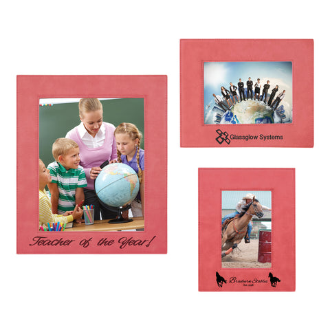 Pink Laserable Leatherette Photo Frame