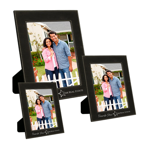 Black/Silver Laserable Leatherette Photo Frame