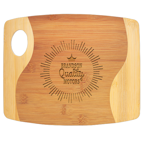 9" x 11" x 5/16" Bamboo Two Tone Cutting Board with Handle
